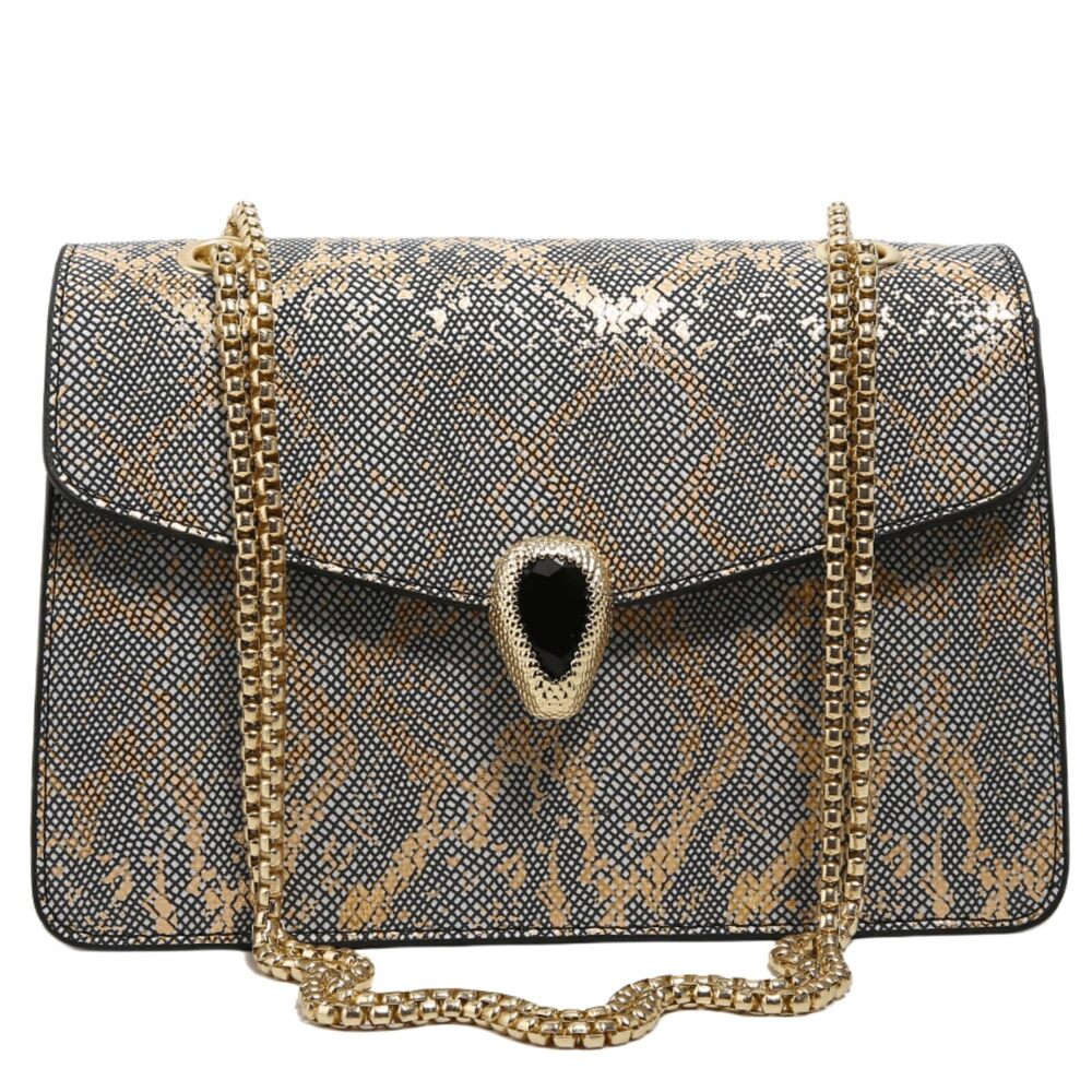 2791 Crossbody Bags Snake Printed Chain Shoulder Bags Trendy Handbags